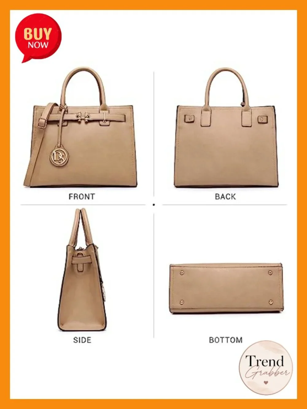Faux Leather Structured Satchel Purse Work Handbag Tote Shoulder Bag